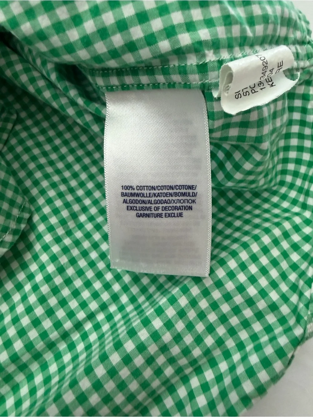 Ralph Lauren Green Gingham Button-Down Shirt with Orange Pony 3t